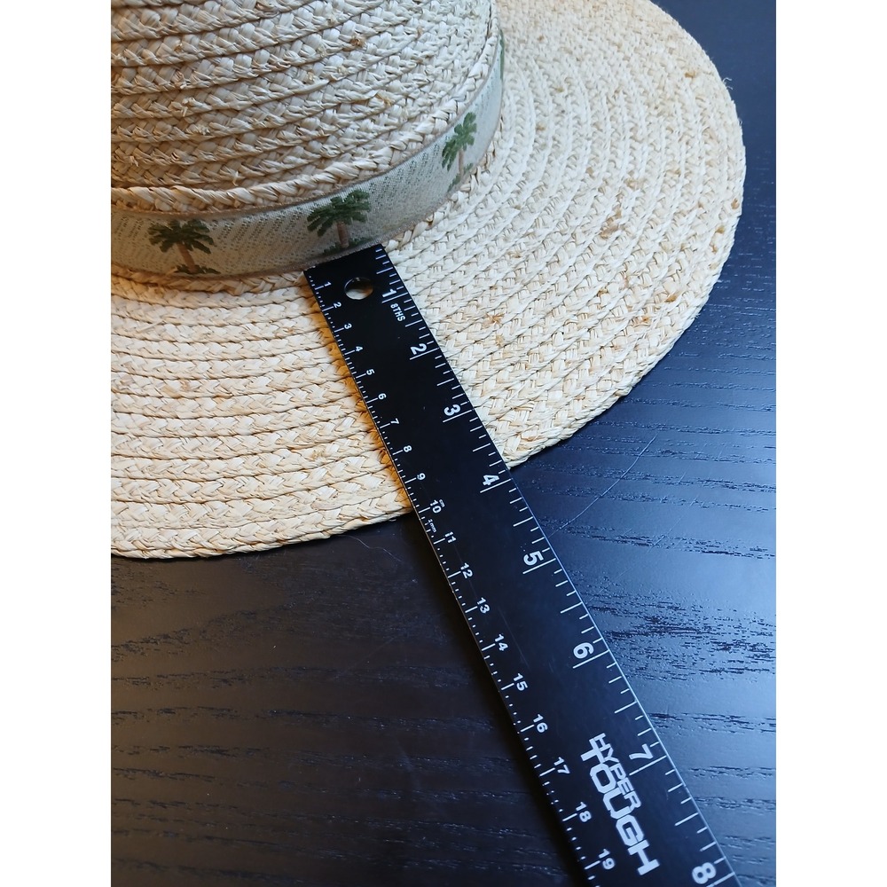 Scala Collection Straw Sun Hat Wide Brim Palm Tree Ribbon Beige‎ One Size - Picture 9 of 9